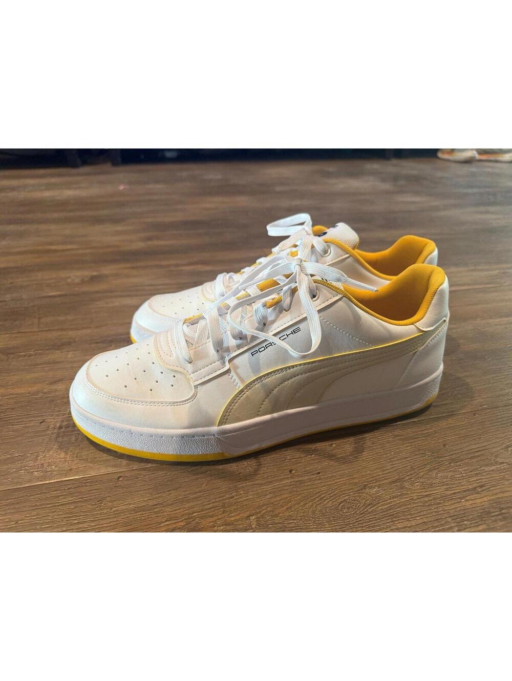 Puma Porsche Legacy Caven 2.0 Sneakers Yellow/White Sz 13 EUC
